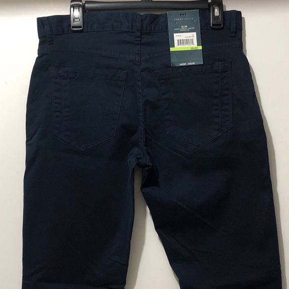 Perry Ellis Pants Men 32x30 Dark Sapphire Stretch Straight Fit Slim Casual - Picture 5 of 8